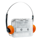 Tonivent Portable Cassette Player with Speed Retro Orange Foam On-Ear Headphones