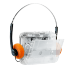 Tonivent Portable Cassette Player with Speed Retro Orange Foam On-Ear Headphones