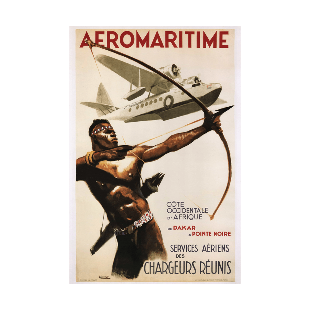 AEROMARITIME French African Vintage Travel Poster 1950 Poster