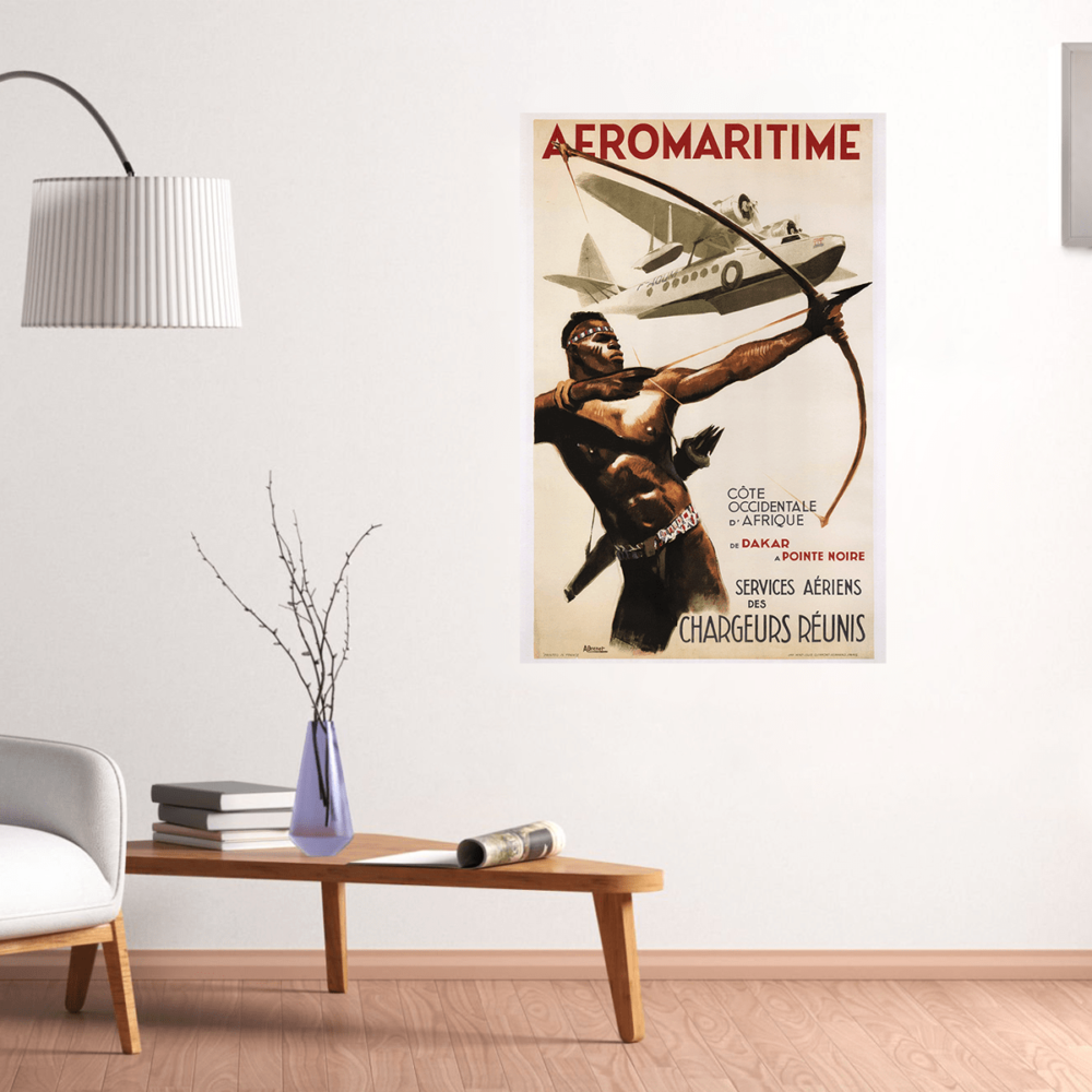 AEROMARITIME French African Vintage Travel Poster 1950 Poster