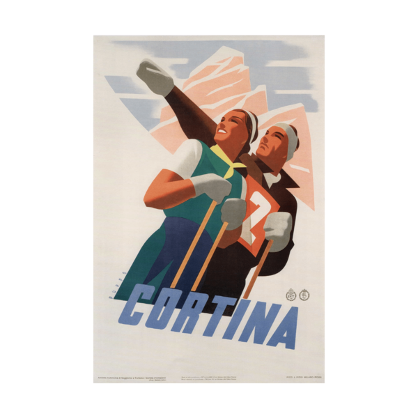Cortina Italian Skiing Vintage Poster 1938 Poster