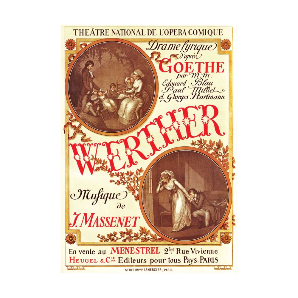 Original Antique French Advertising Poster 1893 Paris Opera Goethe Werther Poster