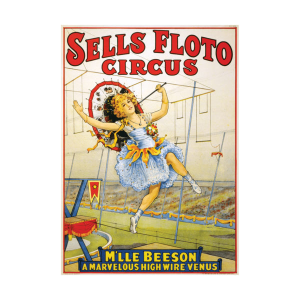 Sells Floto Circus Mlle Beeson A Marvelous High Wire Venus 1921 Poster